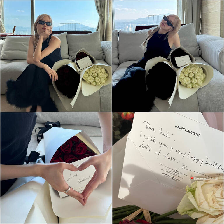 Giám đốc sáng tạo và Giám đốc điều hành YSL đích thân gửi quà cho Rosé. Ảnh: Instagram