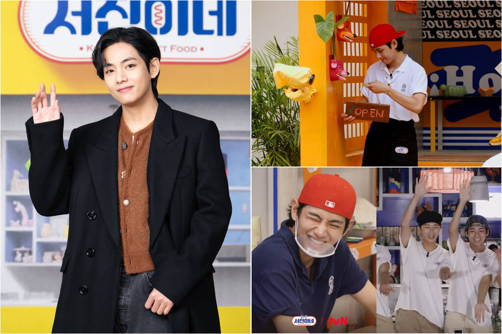 V (BTS) và dàn sao tham gia “Jinny's Kitchen” mùa 1. Ảnh: Nhà sản xuất