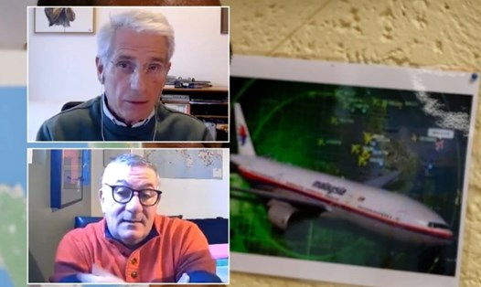 Chuyên gia hàng không vũ trụ Jean-Luc Marchand và phi công Patrick Blelly nói về việc tìm kiếm MH370. Ảnh chụp màn hình