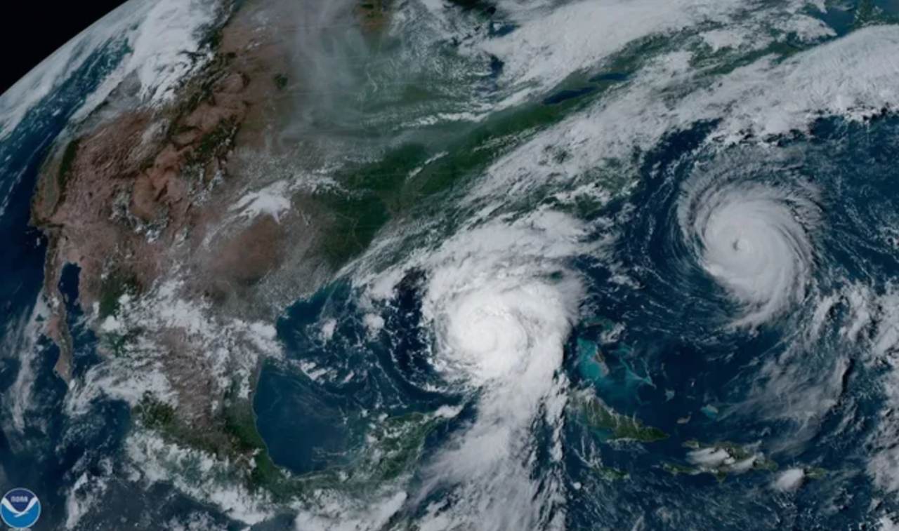 Bão Idalia và bão Franklin ở Đại Tây Dương ngày 29.8.2023. Ảnh: NOAA