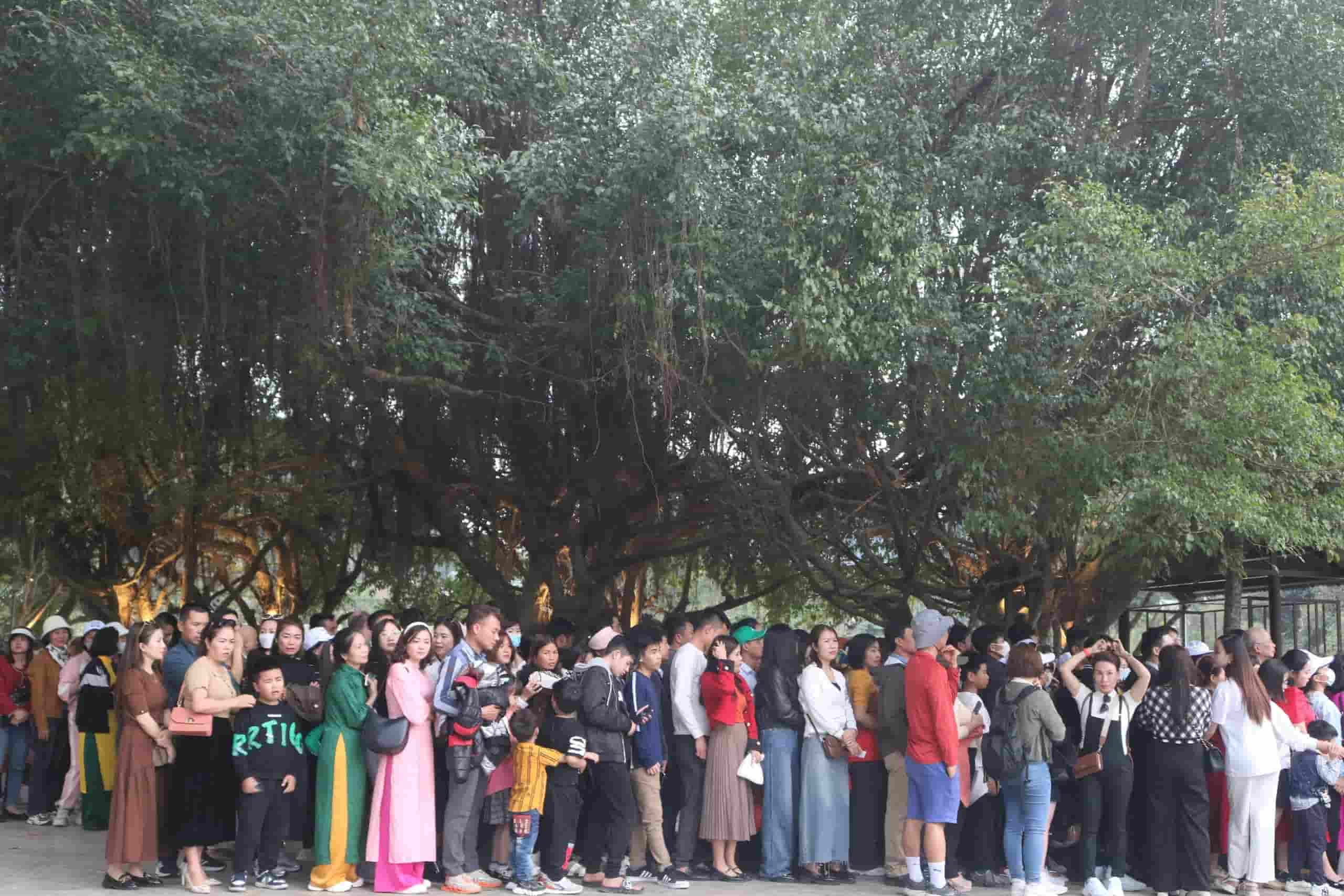 Sáng ngày 18.2, hàng nghìn du khách đã tới Khu du lịch sinh thái Thung Nham để tham quan. Ảnh: Nguyễn Trường