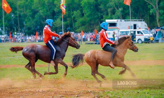 Các kỵ sĩ nông dân chân đất hào hứng tranh tài tại lễ hội đua ngựa gò Thì Thùng ngày 18.2.
