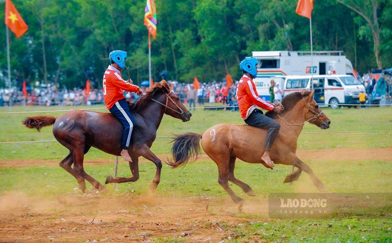 Các kỵ sĩ nông dân chân đất hào hứng tranh tài tại lễ hội đua ngựa gò Thì Thùng ngày 18.2.