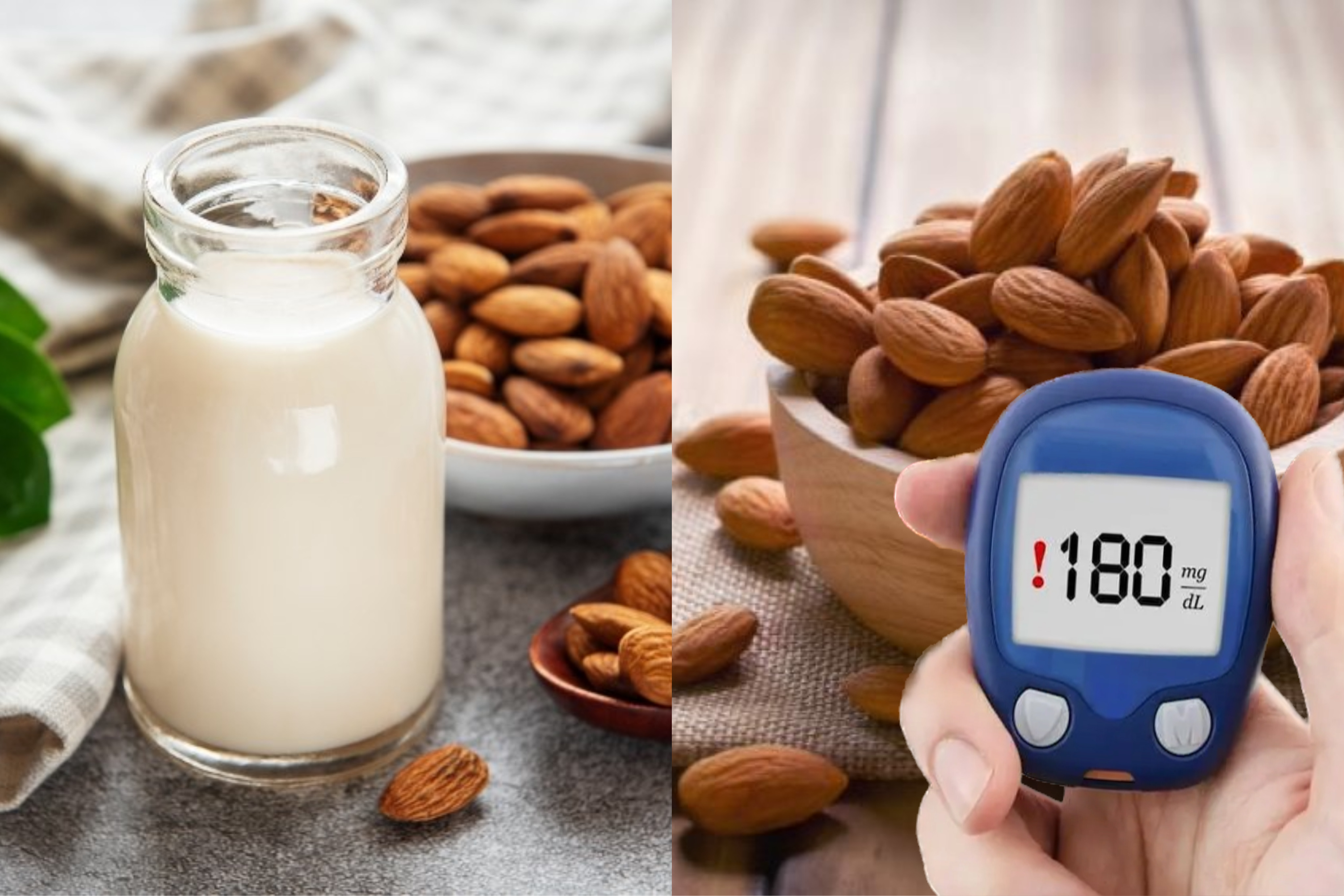 Sữa hạnh nhân có thể giúp kiểm soát chỉ số đường huyết, đặc biệt ở những người mắc bệnh tiểu đường. Đồ hoạ: Phương Anh