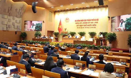 Kỳ họp thứ 14, HĐND TP Hà Nội khóa XVI diễn ra hồi cuối năm 2023. Ảnh: Phạm Đông