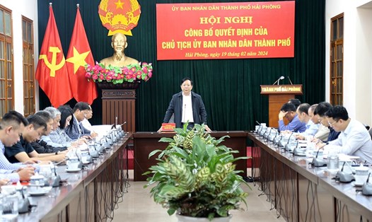 Phó Chủ tịch UBND thành phố Nguyễn Đức Thọ phát biểu tại hội nghị. Ảnh: Cổng TTĐT Hải Phòng