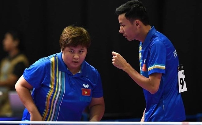 Tay vợt Mai Hoàng Mỹ Trang tại giải bóng bàn vô địch quốc gia 2023. Ảnh: Ban tổ chức

