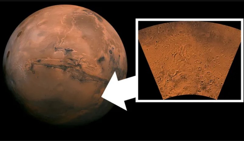 Vùng Eridania ở bán cầu nam của sao Hỏa, nơi diễn ra hoạt động núi lửa từ sớm. Ảnh: NASA/JPL/USGS