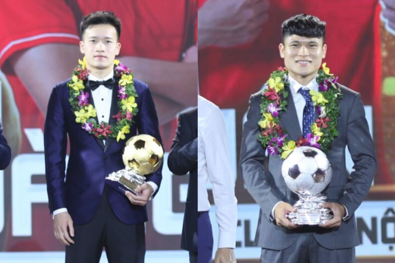 Hoàng Đức (Thể Công Viettel) và Tuấn Hải (Hà Nội FC) tạo nên cuộc đua hấp dẫn cho giải thưởng Quả bóng vàng nam 2023 Việt Nam. Ảnh: Thanh Vũ 