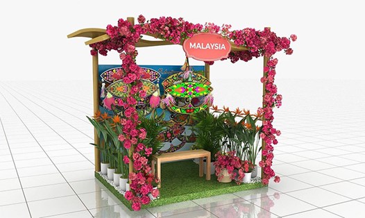 Mô hình Gian hàng tại Lễ hội Đường hoa Nguyễn Huệ của Cục Xúc tiến Du lịch Malaysia.