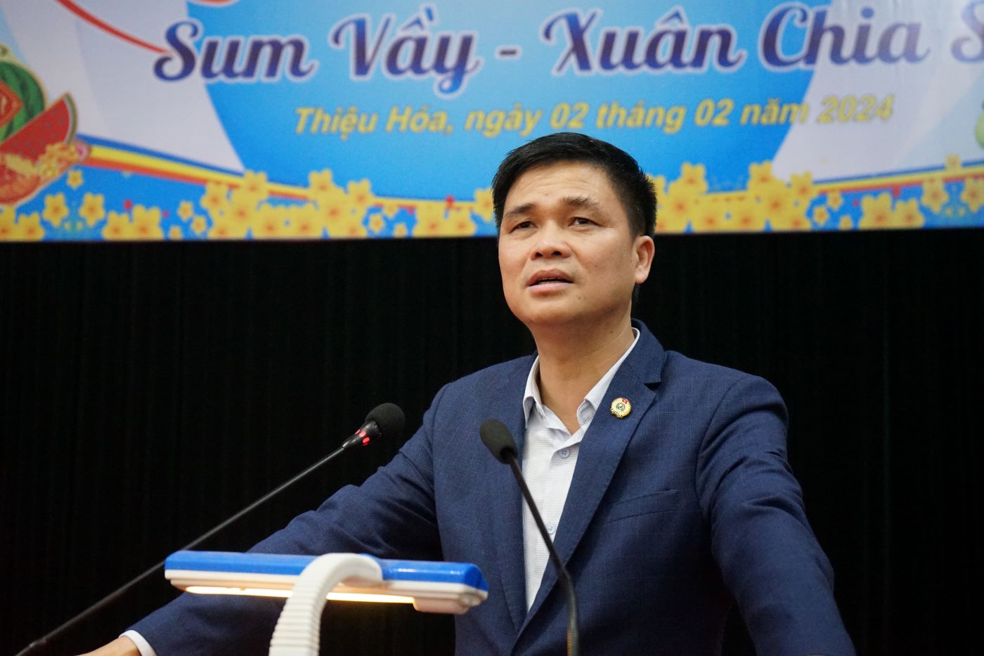 Phó Chủ tịch Tổng LĐLĐ Việt Nam Ngọ Duy Hiểu phát biểu tại chương trình. Ảnh: Quách Du