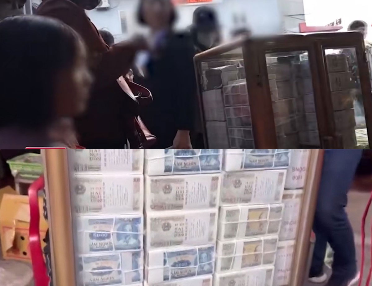 Hoạt động đổi tiền lẻ trục lợi tại đền Bảo Lộc Nam Định. Ảnh: Chụp màn hình
