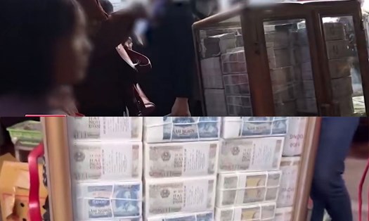 Hoạt động đổi tiền lẻ trục lợi tại đền Bảo Lộc Nam Định. Ảnh: Chụp màn hình
