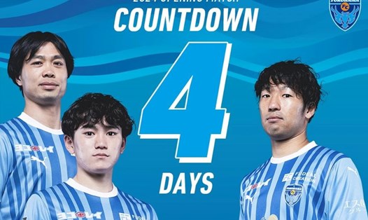 Tiền đạo Công Phượng (ngoài cùng bên trái) trên poster mới nhất của Yokohama FC. Ảnh: Yokohama FC