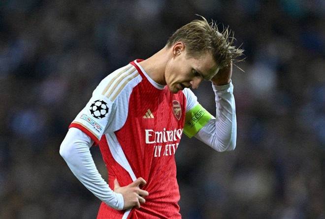 Sự thất vọng của Martin Odegaard.  Ảnh: Arsenal FC 