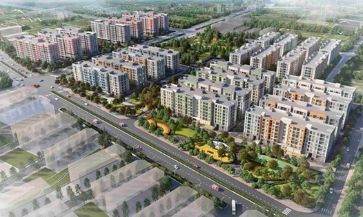Phối cảnh tổng thể dự án xây dựng nhà ở xã hội tại phường Tràng Cát, quận Hải An, Hải Phòng. Ảnh: BQL Dự án