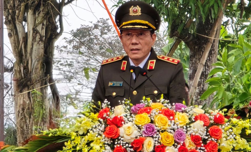 Thượng tướng Lương Tam Quang - Thứ trưởng Bộ Công an phát biểu tại buổi lễ. Ảnh: Trung Du