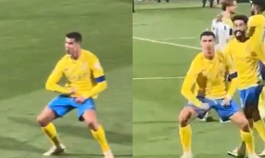 Hành vi không đẹp của Ronaldo sau trận đấu giữa Al Nassr và Al Shabab. Ảnh cắt từ video