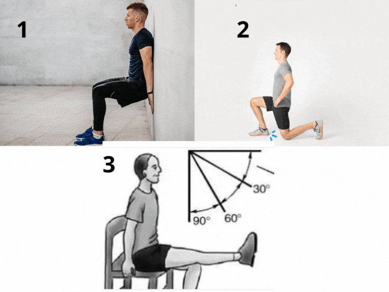 Người bị đau khớp gối có thể thực hiện một số bài tập. Đồ hoạ: Hạ Mây