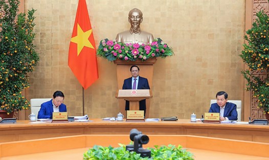 Thủ tướng Chính phủ Phạm Minh Chính chủ trì phiên họp Chính phủ chuyên đề xây dựng pháp luật tháng 2.2024. Ảnh: VGP