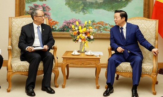Phó Thủ tướng Chính phủ Trần Hồng Hà tiếp ông Vương Bân - Tổng Giám đốc Tập đoàn PowerChina (Trung Quốc). Ảnh: VGP