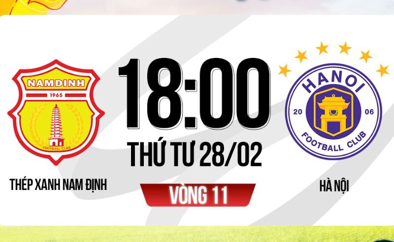 Câu lạc bộ Nam Định tiếp đón Hà Nội FC tại vòng 11 V.League 2023-2024. Ảnh: FPT Play
