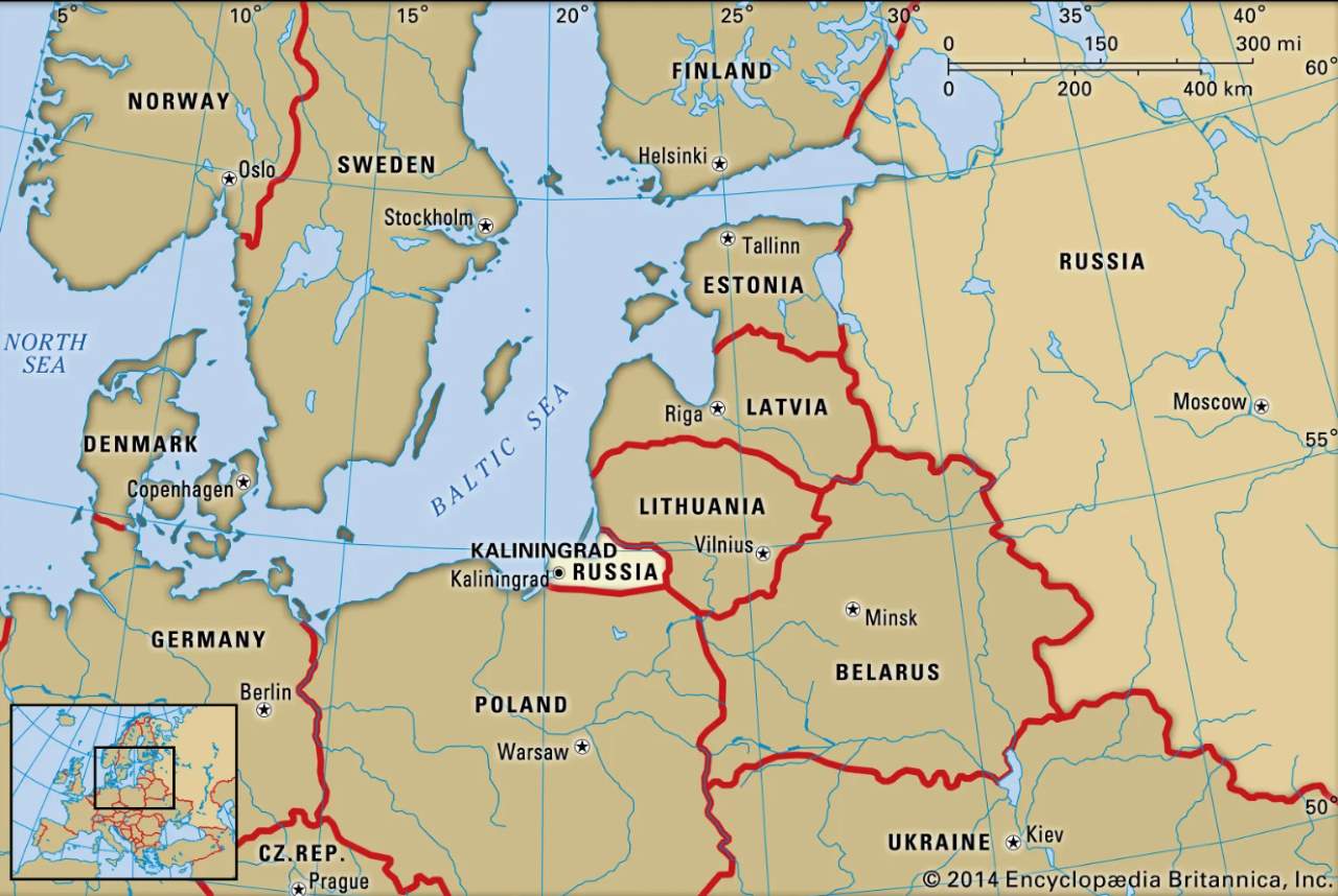 Vị trí của Kaliningrad. Ảnh: Encyclopedia Britanica 2014