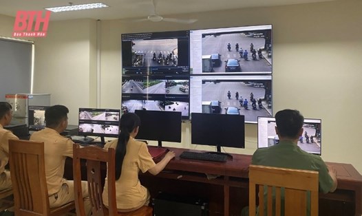 Trung tâm giám sát an ninh đặt tại Công an thành phố Thanh Hóa. Ảnh: Công an Thanh Hoá