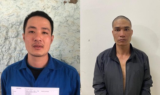 Đối tượng Quách Ngọc Phúc (trái) và Nguyễn Văn Cường (phải) bị bắt giữ về hành vi tàng trữ, mua bán trái phép chất ma túy. Ảnh: Công an cung cấp