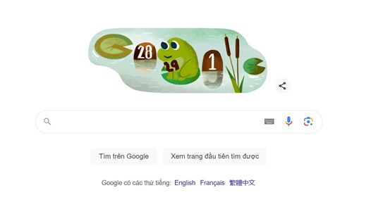Google Doodle kỷ niệm ngày nhuận năm 2024. Ảnh chụp màn hình