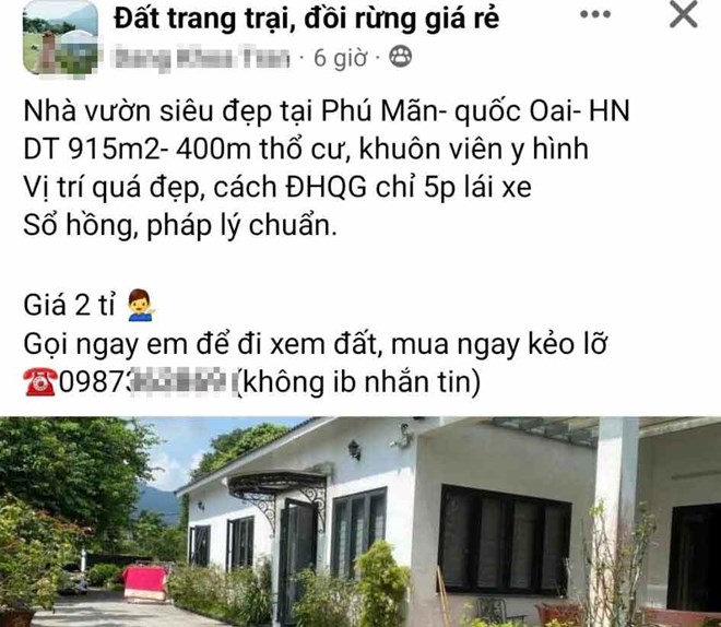 Nhà vườn ven đô 12 tỉ đồng, môi giới đăng rao bán 2 tỉ đồng để câu khách