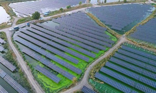 Một khu năng lượng mặt trời ở Thiên Tân, phía bắc Trung Quốc. Ảnh: Xinhua