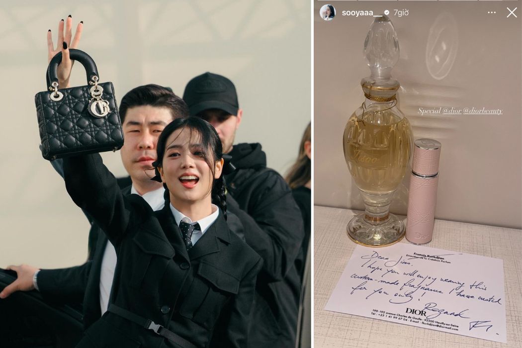 Jisoo nhận được chai nước hoa được thiết kế độc quyền bởi Giám đốc sáng tạo nước hoa của hãng. Ảnh: Instagram