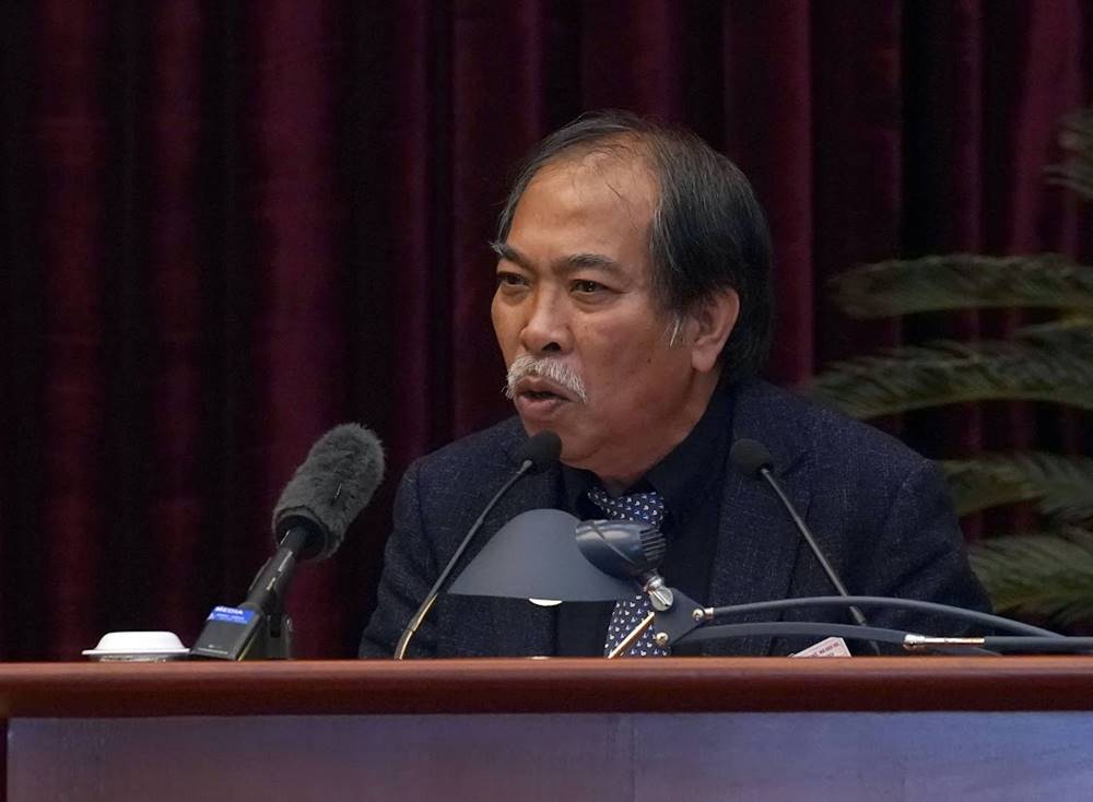 Chủ tịch Hội Nhà văn Việt Nam Nguyễn Quang Thiều phát biểu tại sự kiện. Ảnh: Trần Vương