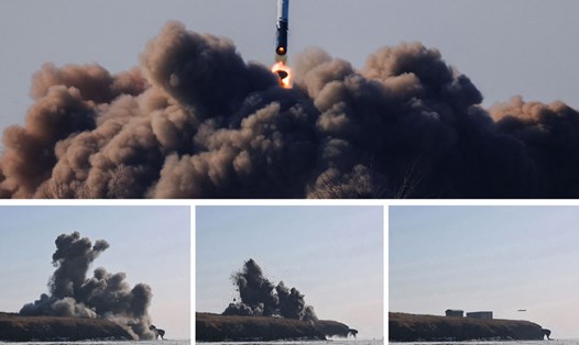 Triều Tiên vừa thử tên lửa hành trình có đầu đạn siêu lớn. Ảnh: AFP/KCNA