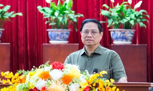 Ủy viên Bộ Chính trị, Thủ tướng Chính phủ Phạm Minh Chính phát biểu tại chương trình. Ảnh: Tạ Quang
