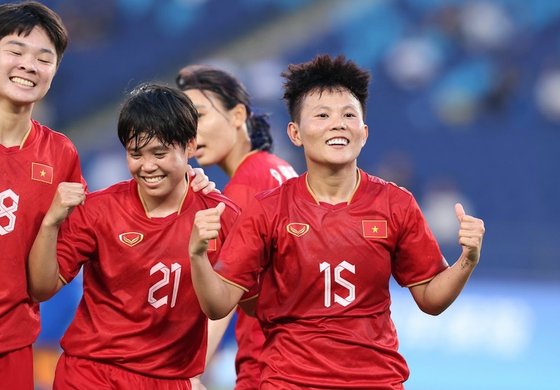 Tiền vệ Nguyễn Thị Bích Thuỳ (số 15) tại World Cup nữ 2023. Ảnh: Linh Hoàng