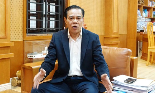 Ông Võ Trọng Hải - Chủ tịch UBND tỉnh Hà Tĩnh tại cuộc chia sẻ đầu năm 2024 với phóng viên Báo Lao Động. Ảnh: Trần Tuấn.