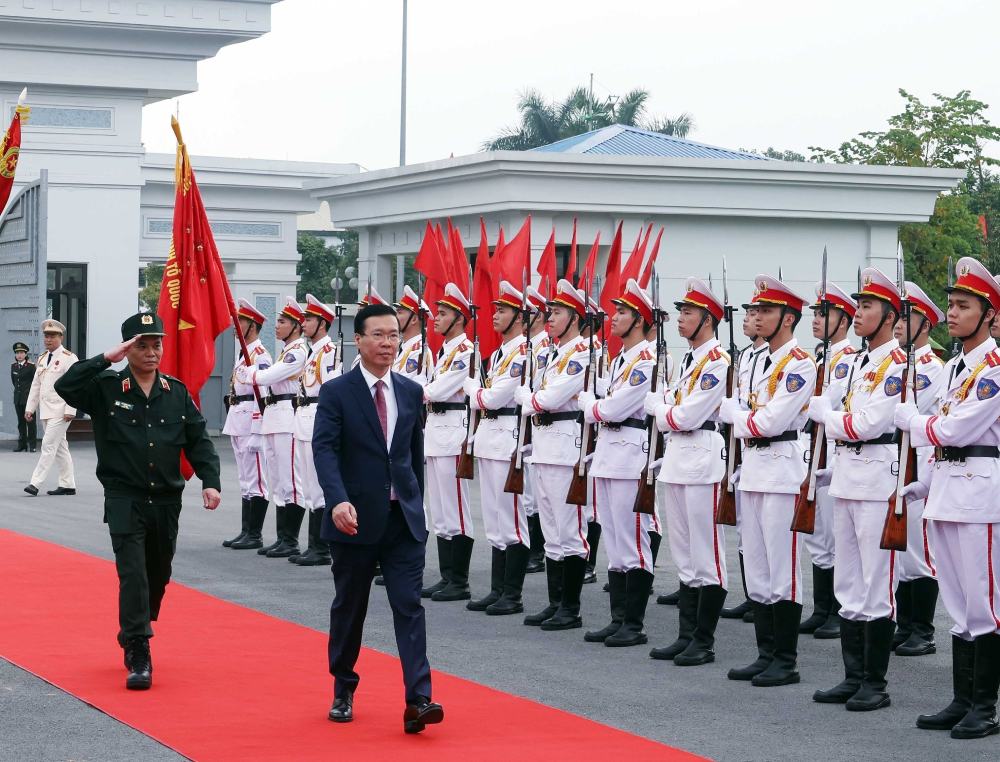 Chủ tịch nước Võ Văn Thưởng đến thăm Bộ Tư lệnh Cảnh sát Cơ động.