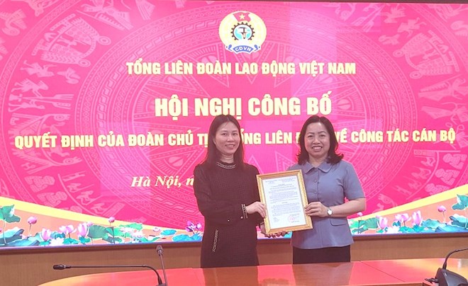 Bà Hà Thị Phương Thảo được bổ nhiệm làm Phó Trưởng Ban Đối ngoại Tổng LĐLĐVN