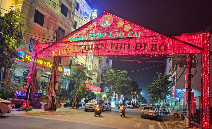 Phố đi bộ rực rỡ đầy sắc màu về đêm.