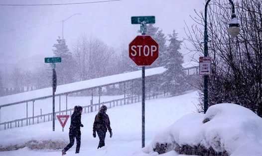 Tuyết rơi ở Anchorage, Alaska, Mỹ. Ảnh: Xinhua