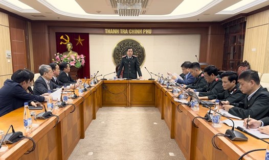 Phó Tổng Thanh tra Chính phủ Dương Quốc Huy chủ trì buổi công bố Kết luận thanh tra tại tỉnh Ninh Bình. Ảnh: thanhtra.gov.vn