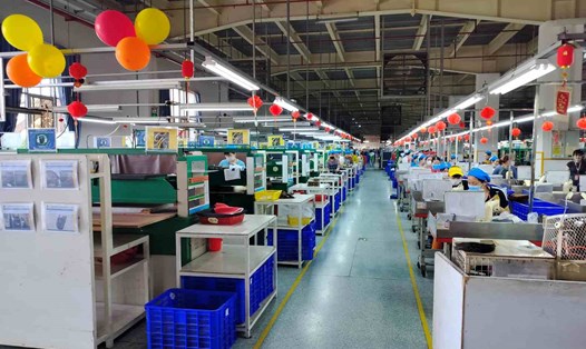  Công ty TNHH giày Kim Xương vẫn tổ chức sản xuất cho đến hết ngày 7.2 (28 Tết). Ảnh: CĐCC