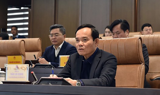 Phó Thủ tướng Chính phủ Trần Lưu Quang chủ trì buổi làm việc trực tuyến với Hải Phòng, Quảng Ninh, Hải Dương. Ảnh: Hải Minh