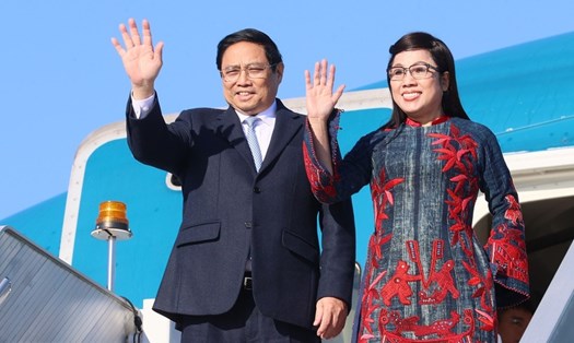 Thủ tướng Chính phủ Phạm Minh Chính và Phu nhân Lê Thị Bích Trân. Ảnh: TTXVN
