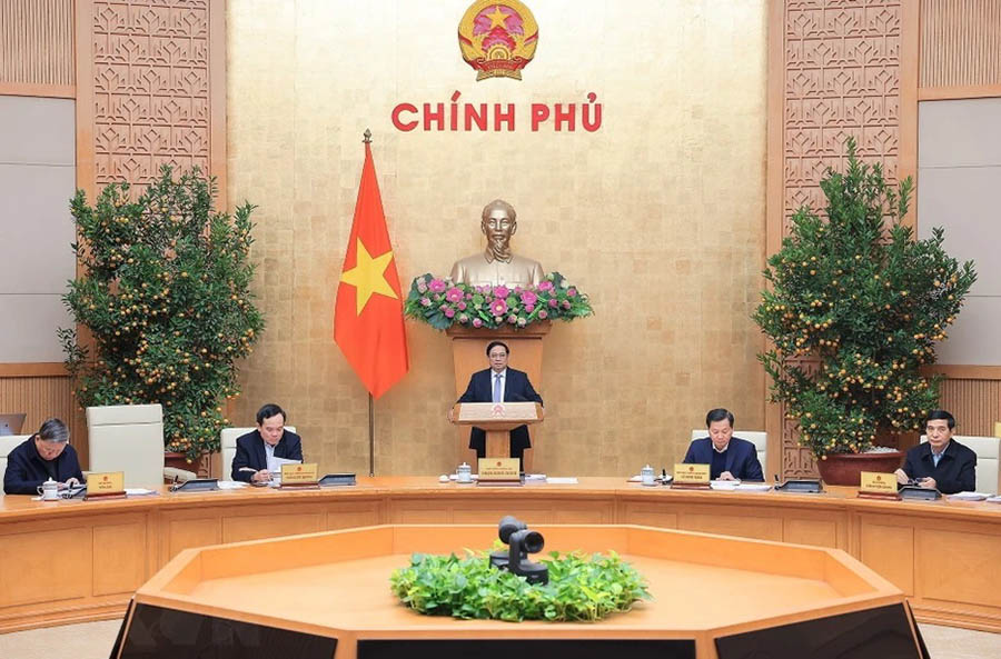 Thủ tướng Chính phủ Phạm Minh Chính chủ trì phiên họp Chính phủ thường kỳ tháng 2.2024. Ảnh: Dương Giang
