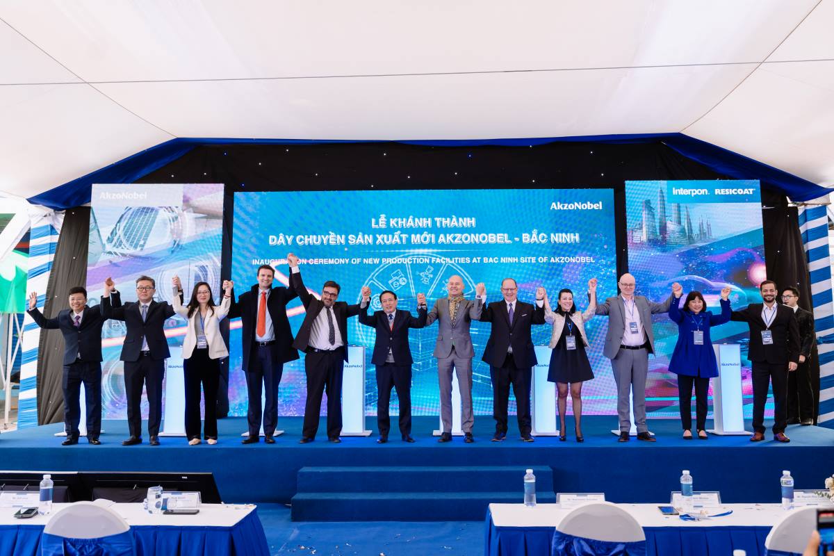 Lễ khánh thành dây chuyền sản xuất mới của AkzoNobel tại Bắc Ninh sáng 1.3,  có sự tham dự của đại diện Đại sứ quán Vương quốc Hà Lan tại Việt Nam và các Sở ban ngành tại tỉnh Bắc Ninh. Ảnh: AkzoNobel
