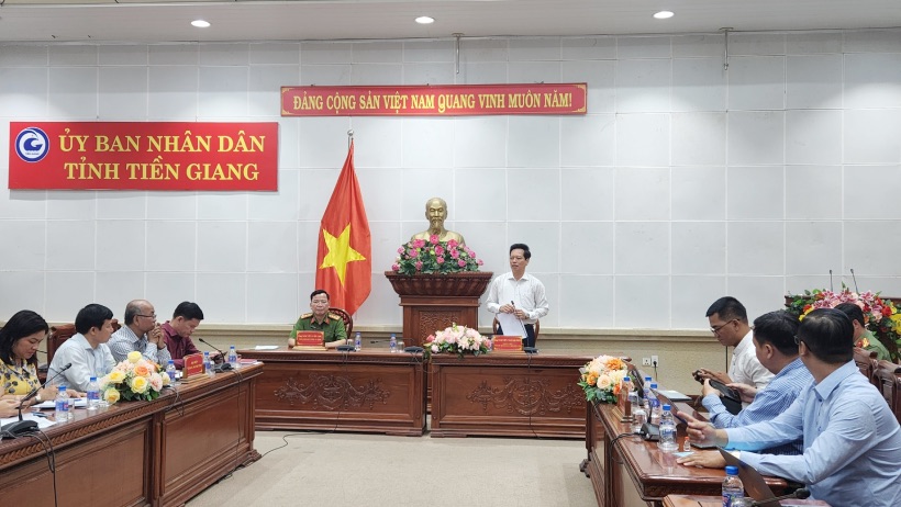UBND tỉnh Tiền Giang tổ chức họp báo. Ảnh: Thành Nhân