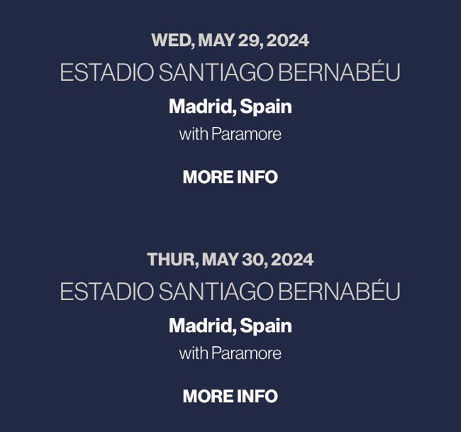 Lịch diễn của The Eras Tour tại Madrid, Tây Ban Nha. Ảnh: taylorswift.com
